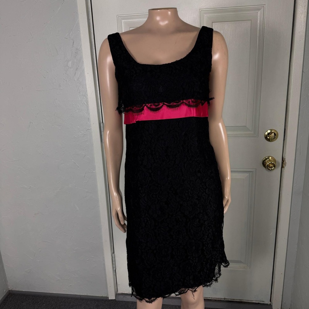 Vintage 60s Women's Dress 9 Prom Lace Satin Bow Formal Evening Sheath MM20